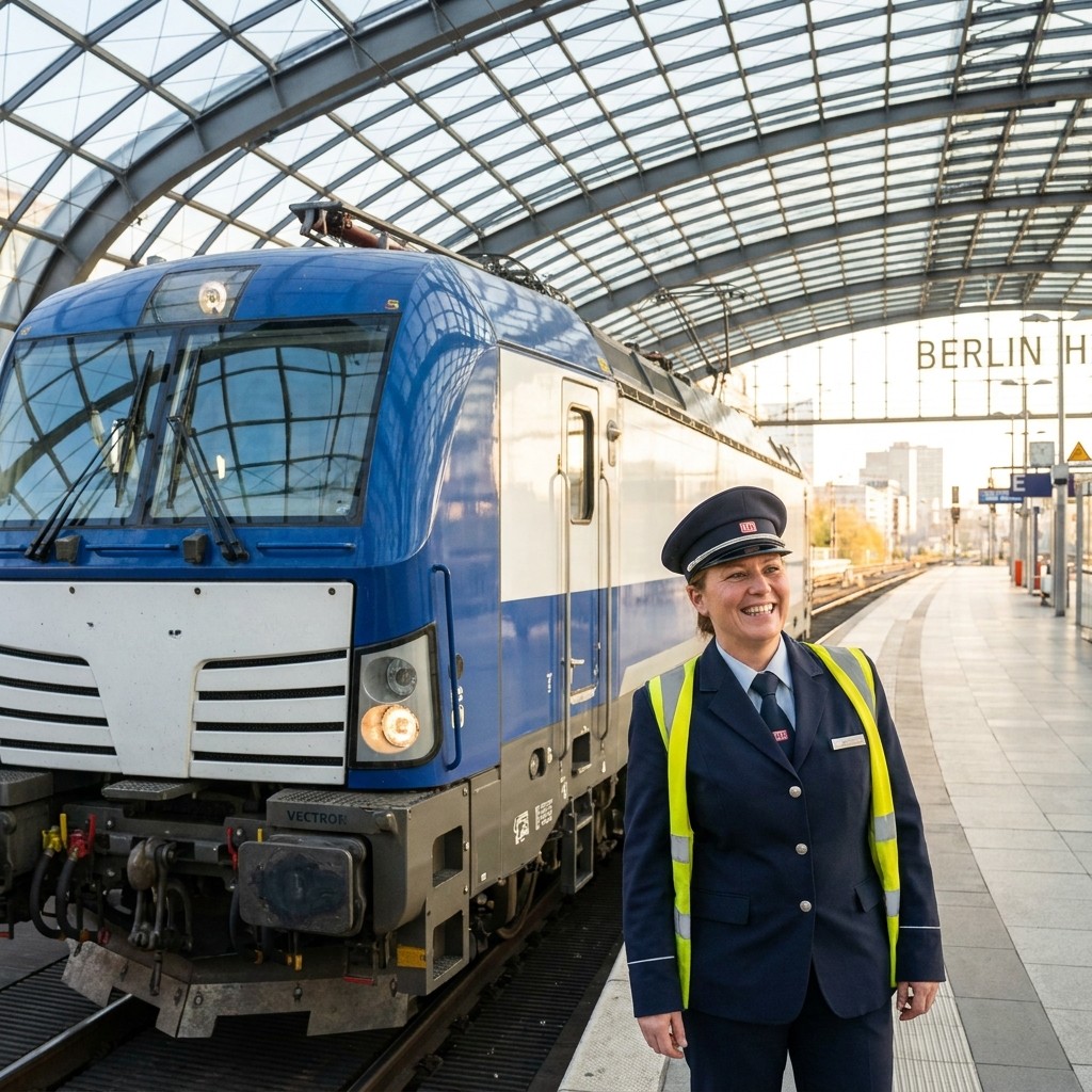 Triebfahrzeugführerin am Berliner Hauptbahnhof