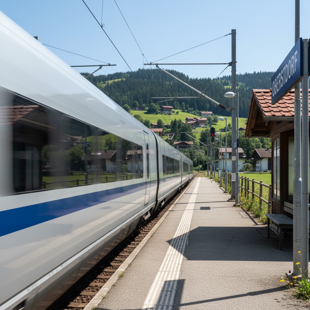 Hochgeschwindigkeitszug an einem modernen Bahnhof